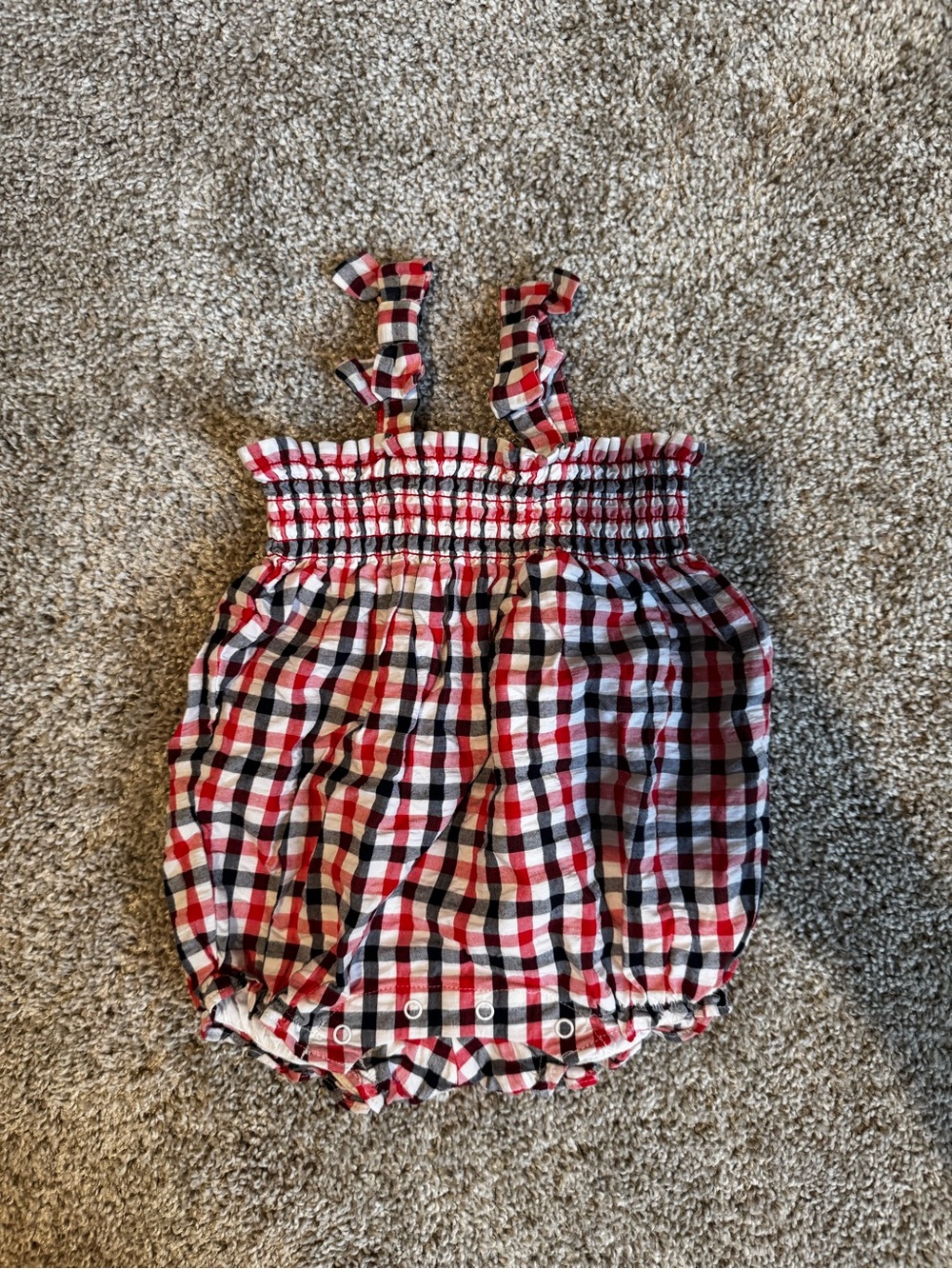 Janie and Jack Red, blue& White Gingham Bubble Romper
